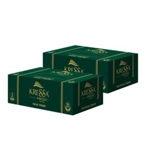 Kressa 3 Ply Face Tissue Box (Emerald Green) | 80 Pulls Per Box